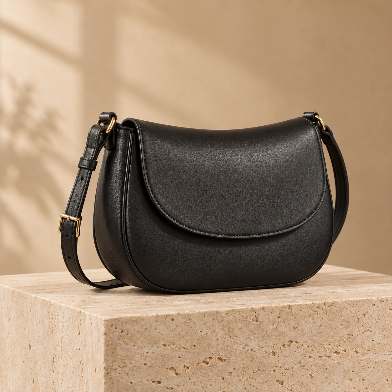Arc Saddle Handbag in black, bag product photograph