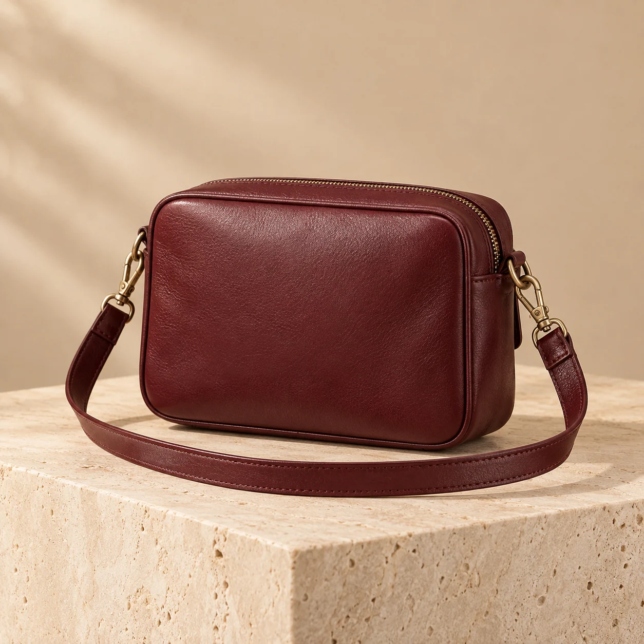 Coda Compact Bag in burgundy, bag product photograph
