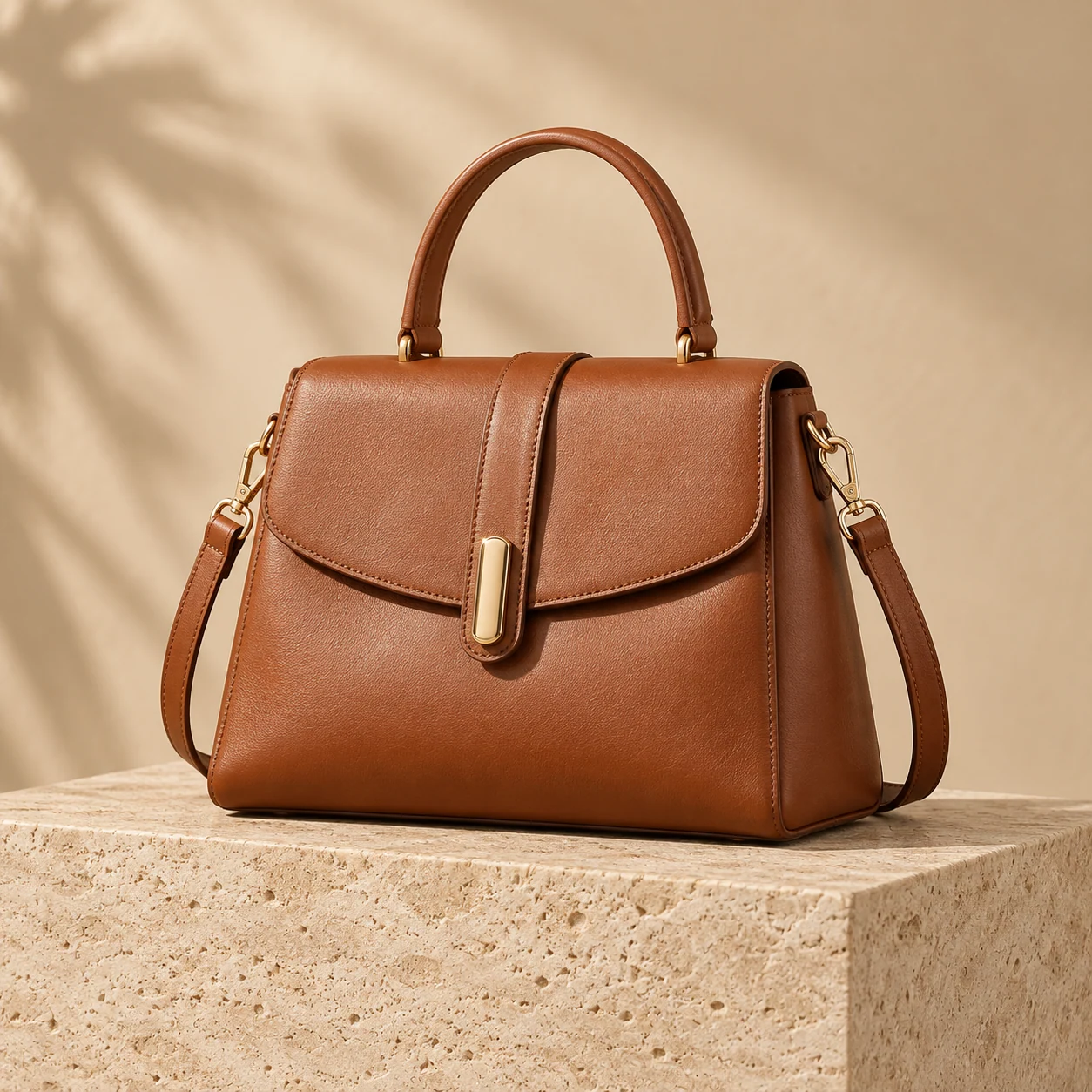 Forma Top-Handle Bag in cognac, bag product photograph