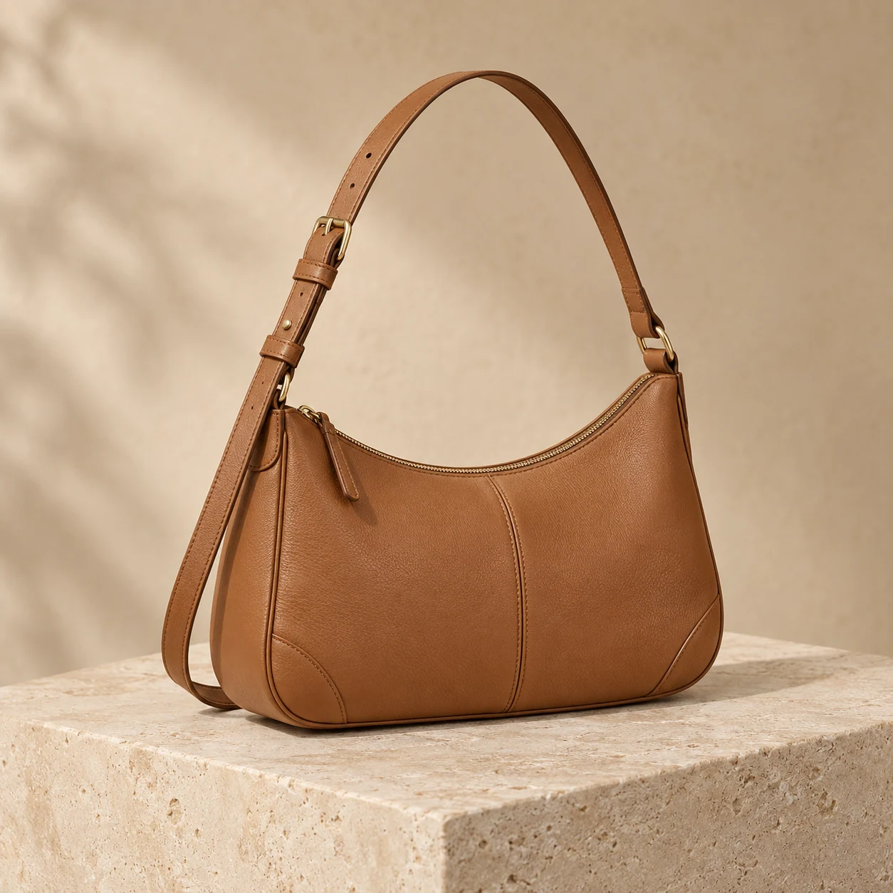 Linea Shoulder Bag in tan, bag product photograph
