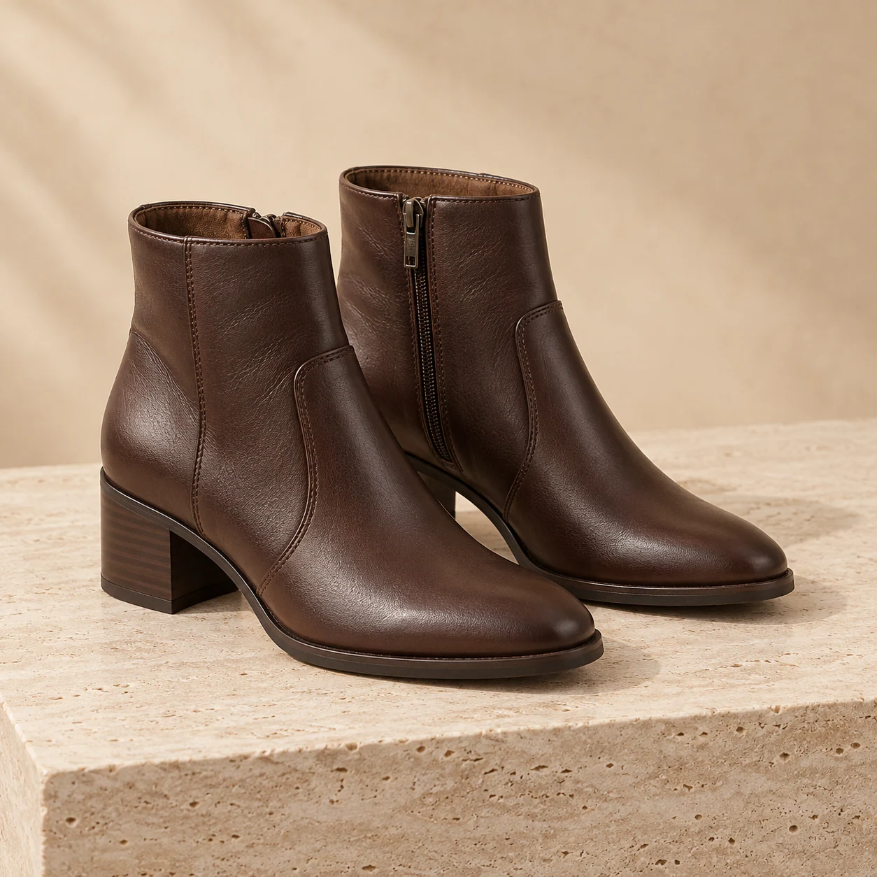 Neri Zip Ankle Boot in chocolate, footwear product photograph