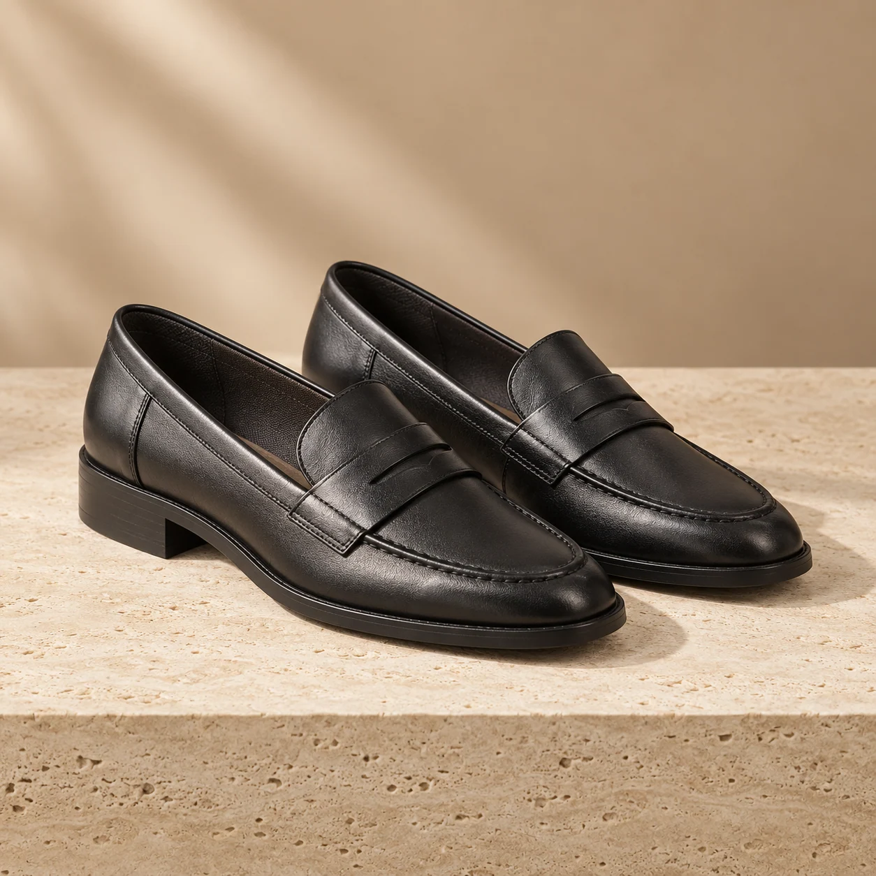 Pia Penny Loafer in black, footwear product photograph