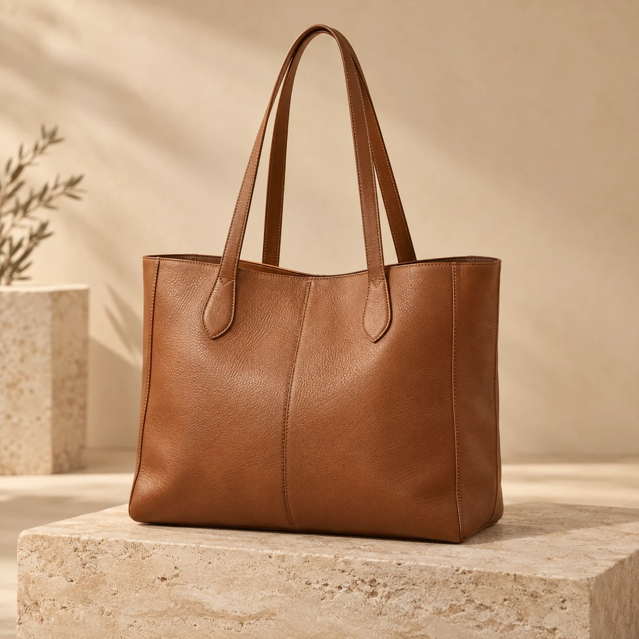 Terra Everyday Tote in cognac, bag product photograph